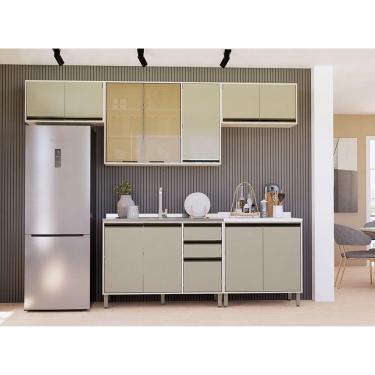 Imagem de Cozinha Modulada Compacta 5 Peças Sem Tampo Linea Luciane Mó Pátina Ff-mocca Laca