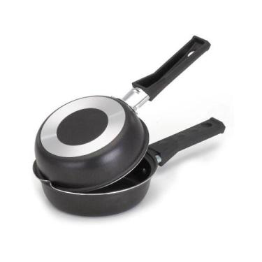 Imagem de Frigideira Dupla Hamburgueira E Omeleteira Antiaderente 14 Cm Preto - 