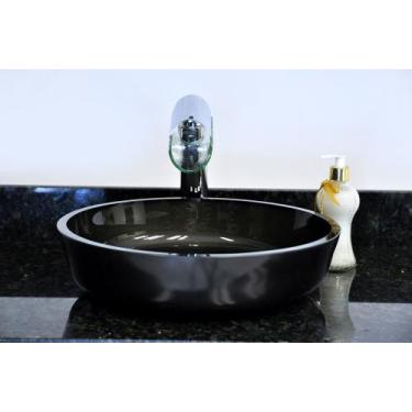 Imagem de Cuba de Vidro Redonda Achatada 43cm Bolonha - EKASA, Grafite