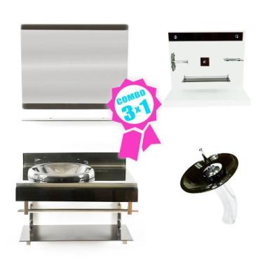 Imagem de Combo 3 em 1 - Gabinete 70cm Espanha + Torneira Ibiza + Kit Banheiro J