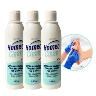 Imagem de Kit 3 Loção de Limpeza Emoliente Mãos e Pés Homeo Clean Podologia Nobr