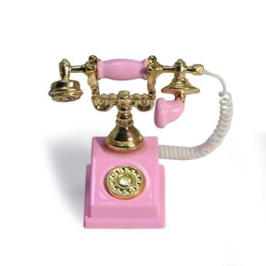 Imagem de Telefone rotativo vintage Dollhouse Telephone Cutemini rosa 1:12