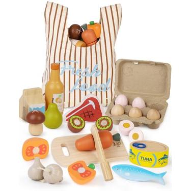 Imagem de Conjunto de comida Play Lehoo Castle Wooden para cozinha infantil de 3