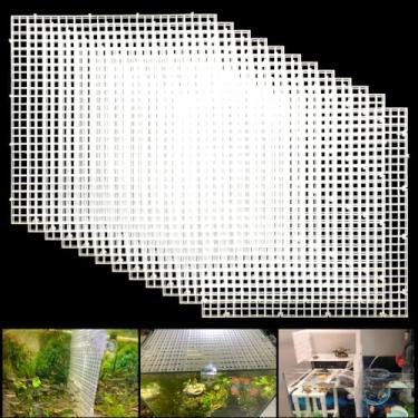 Imagem de Filtro divisor de aquário ajustável inferior grade de plástico bandeja de isolamento de tanque de peixes bandeja de ovo (branco, 12 peças 29 x 29 cm com orifício de 0,35 polegadas)