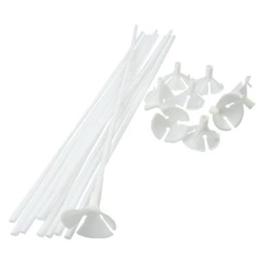 Imagem de 10 Unid Pega Balão Branco Bexiga e Bubble 30 cms Vareta Suporte