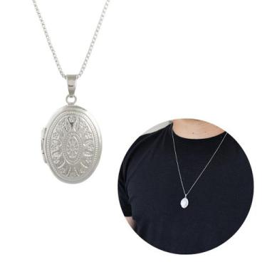 Imagem de Colar Masculino Prata 925 Relicário Oval Arabesco Banhado - Morganitte
