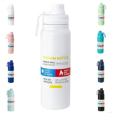 Imagem de Garrafa Térmica 800ml - Aço Inox com Infusor e Alça, 12hrs Gelado e 8hrs Quente, Parede Dupla de isolamento termico - antivazamento p/Academia/Esportes.(Branco)