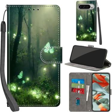 Imagem de Capa carteira para Google Pixel 9 Pro XL 2024, com [3 compartimentos para cartões], fecho magnético com suporte, couro PU, capa flip protetora à prova de choque 2024, borboleta