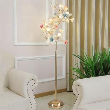 Imagem de Luminária de chão contemporânea de luxo em cerâmica com design floral, LED, estilo campestre francês, criativa, para sala de estar, quarto, quarto de menina, casa de campo (Estilo 4)