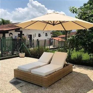 Imagem de Espreguiçadeira Dupla de Piscina Fibra E Alumínio. OMBRELONE NÃO INCLU