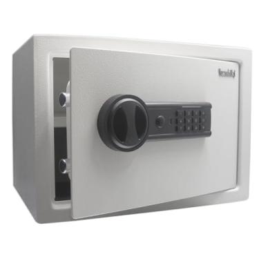 Imagem de Yuanshikj Cofre de segurança SAFESteel com teclado eletrônico e porta de entrada de energia de emergência, para dinheiro, joias, documentos, 35 cm L x 25 cm P x 25 cm A (branco, 7 metros cúbicos)