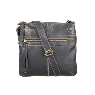 Imagem de Bolsa Transversal Tiracolo Feminina em Couro Legítimo (Azul)