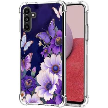 Imagem de Bereajoy Capa para Galaxy A16 5G, capa para Samsung A16, borracha macia TPU quatro cantos reforçada anti-queda capa para celular para Samsung Galaxy A16 5G (borboleta roxa)