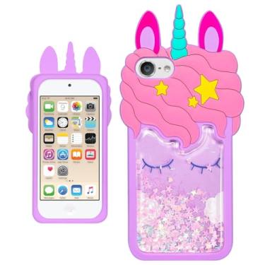 Imagem de Boaretiu Capa com design de desenho animado de silicone macio - para iPod Touch 5/6/7 capa fofa moda engraçada kawaii pele animal brilhante capas para mulheres, roxo areia movediça