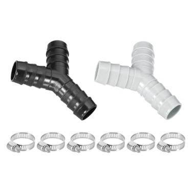 Imagem de PATIKIL Divisor de mangueira para máquina de lavar roupa, redutor tipo Y, 2 peças, adaptador de mangueira de dreno de máquina de lavar louça, conector de tubo dividido de três vias com 6 braçadeiras