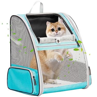 Imagem de LAIRIES Mochila respirável para gatos, mochila para transporte de animais de estimação com acesso lateral e ventilação total para cães pequenos, mochila para viagem e caminhada aprovada por companhias aéreas para gatinhos