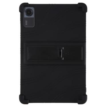 Imagem de QYiiD Capa para Xiaomi Redmi Pad SE 11 polegadas, leve, de silicone para crianças, capa protetora dobrável com suporte dobrável para Redmi Pad SE 11 2023, preta