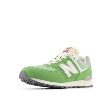 Imagem de New Balance Tênis infantil unissex 574 V1 70s Racing com cadarço, Chive/Branco, 6 Big Kid