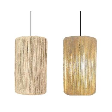 Imagem de Luminária Pendente Milão em Corda Sisal Natural Palha Aconchegante