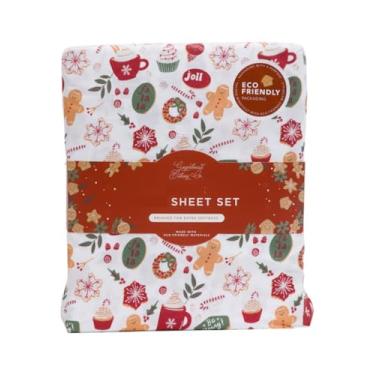 Imagem de Gingerbread Baking Co. Jogo de lençol de Natal e inverno (biscoitos e cupcakes, solteiro)