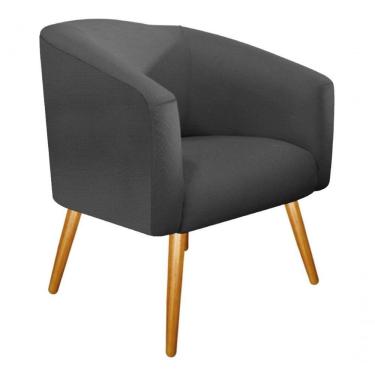 Imagem de Poltrona Luiza Pés Palito Mel Linho Bege - Amarena Móveis Cinza Desenho Do Tecido Linho