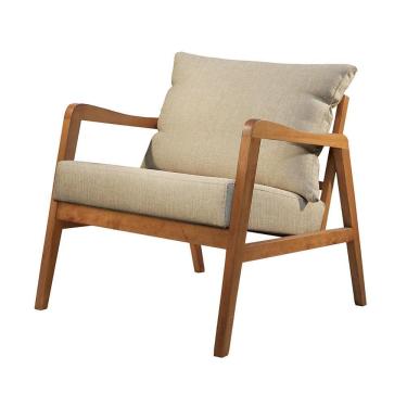 Imagem de Poltrona Bia Luxo Madeira Maciça Castellar Móbile Linho Bege Claro Linho Bege Claro