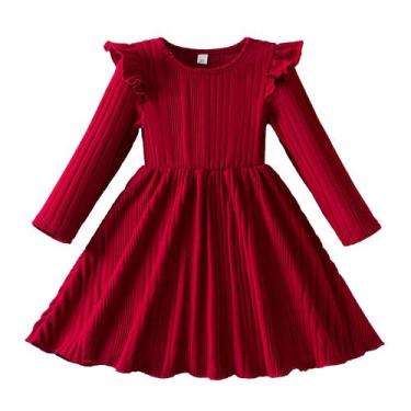 Imagem de Vestido feminino TTYAOVO, manga comprida, outono e inverno, tamanho 7Y