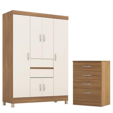 Imagem de Conjunto Quarto Guarda Roupa E Comoda Pescara Amendola Off-white