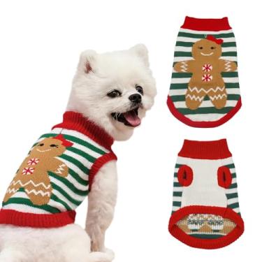 Imagem de Suéteres de Natal para cães, suéter de malha de gengibre para meninas, suéter para filhotes, roupa quente para cães e gatos (M)