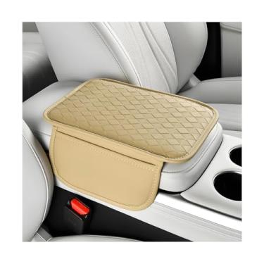 Imagem de Sandfren Capa de console central de carro, almofada de couro impermeável para assento de braço para veículo com 2 bolsas de armazenamento, protetor de console resistente a arranhões e desgaste