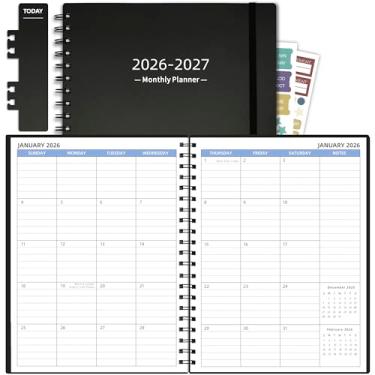 Imagem de Agenda mensal 2026-2027 (19 x 24 cm), agenda de 18 meses de janeiro de 2026 a junho de 2027, agenda com bolso, papel 120 GSM, preto