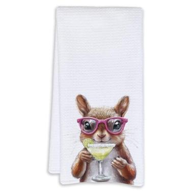 Imagem de Cabana Bro Toalhas de cozinha engraçadas de esquilo para coquetel, presentes para amantes de esquilos, toalhas de chá para decoração de carrinho de bar, presentes para amantes de coquetéis, toalha de