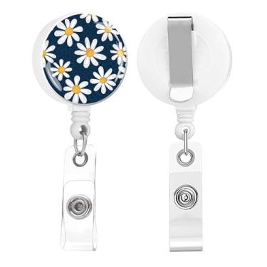Imagem de Carretel de crachá, suporte retrátil de crachá de enfermeira com clipe jacaré para crachá para escritório, estudante, médico, enfermeira (2 pacotes com padrão de mola)