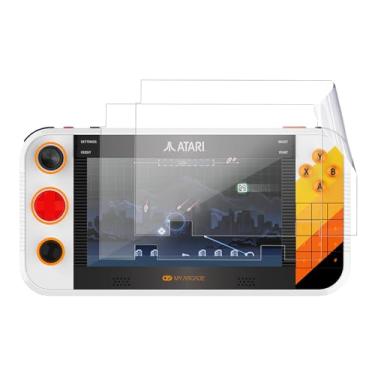 Imagem de Oshmirian Pacote com 2 protetores de tela para My Arcade Atari Gamestation Go – Película PET macia, antiarranhões, anti-impressões digitais, protetor de tela flexível transparente HD para console