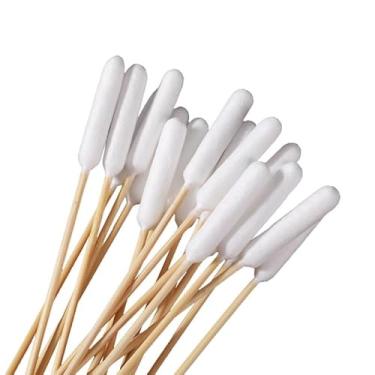 Imagem de YMCLUB Cotonetes de algodão de 15 cm de comprimento para cães - 100 peças de cotonetes grandes com cabo de madeira - cotonetes profissionais de limpeza de orelha para animais de estimação - Limpador