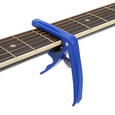 Imagem de Capo de guitarra com mecanismo de fixação de mola, concha ABS e protetor de pescoço de silicone, acessório de afinação de instrumento de cordas durável para desempenho profissional (azul escuro)