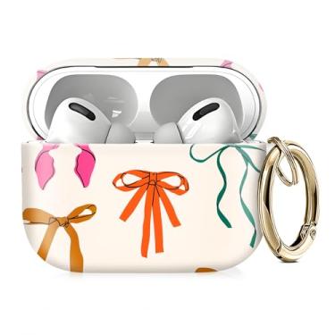 Imagem de Linda capa compatível com AirPods Pro 2ª/1ª geração, capa protetora com chaveiro dourado, serve para modelos 2023/2022/2019, para mulheres, meninas (gravata colorida com nós)