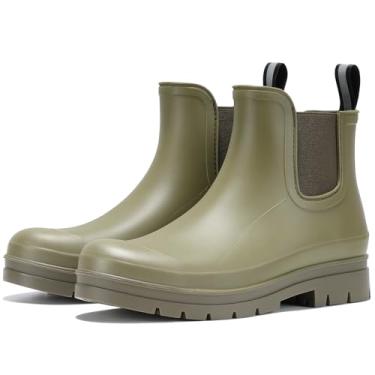 Imagem de Furuian Botas De Chuva Femininas De Cano Curto, Botas De Chuva Chelsea À Prova D'Água, Botas De Borracha, Botas Curtas De Jardim, Antiderrapantes, Botas Leves De Trabalho Para Áreas Externas, Verde,