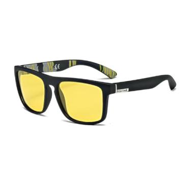 Imagem de Óculos De Sol Polarizado Uv400 Quadrado Unissex Esportivo (Amarelo-Preto)