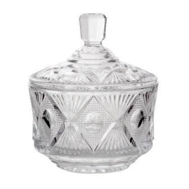 Imagem de Bomboniere De Vidro Com Tampa 15cm Mesa Escritório Trabalho - Gira