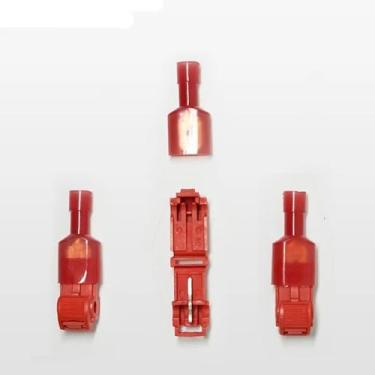 Imagem de 50 peças vermelho 0,3 mm-1 mm terminais de fio vermelho tipo T crimpagem rápida cabo de fiação conector grampo de cabo