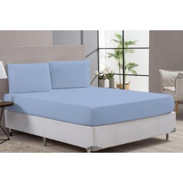 Imagem de Lençol De Algodão Com Fronhas Algodão Casal King Azul - Beatriz Enxova