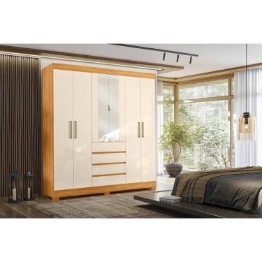 Imagem de Guarda Roupa Casal 6 Portas (2 C- Espelho) E 4 Gavetas ópera Cinamon-off White - Demóbile