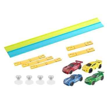 Imagem de Almencla Conjunto Inicial Flex Track: Pista de Corrida Portátil E Versátil com Carrinhos de Corrida Pequenos, Enrola E Monta Fácil com Ventosas - Presente Idea, Azul e verde