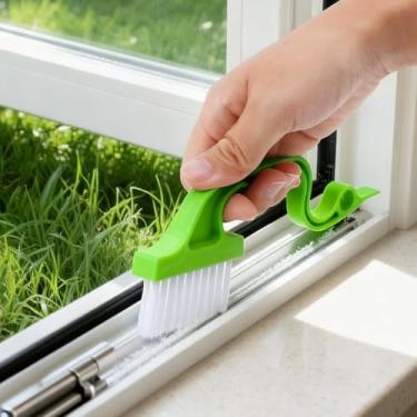 Imagem de Escova de limpeza de trilho de janela, ferramentas de limpeza de trilhos de janela mágicas manuais, alça ergonômica, para porta deslizante, peitoril, multiuso (verde)