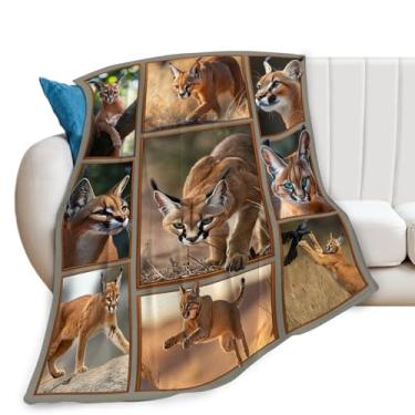 Imagem de Cobertor Caracal Africano Caracal Amante de Animais Cobertores Presentes para Meninas Meninos Crianças Macio Confortável Lã Pelúcia para Sofá-Cama 127 cm x 101 cm