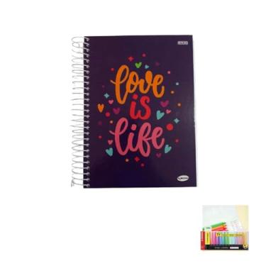 Imagem de Kit Caderno Feminino KBOM 20 Matérias 400 Folhas + Caneta Esferográfica Spiro 0.7mm + Marca Texto Boss