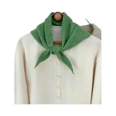 Imagem de Cachecol De Lã Triangular Listrado Quente E Macio Para O Inverno Femin