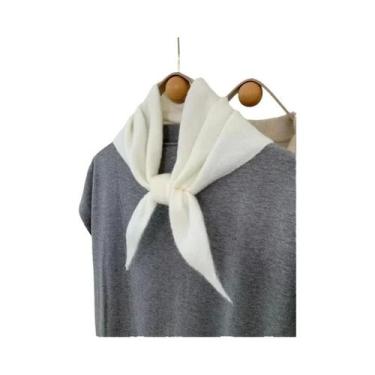 Imagem de Cachecol De Lã Triangular Listrado Quente E Macio Para O Inverno Femin