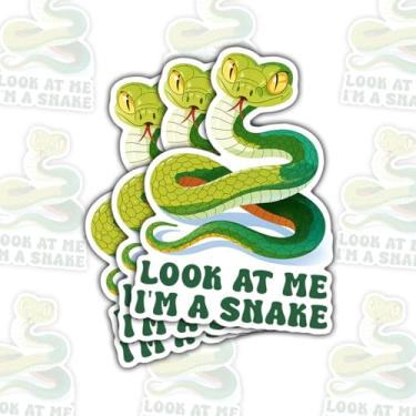 Imagem de Adesivos de cobra Look at Me, adesivos fofos de répteis de desenho animado para laptop, caderno, diário, garrafa de água, para-choque de carro, presente para adolescentes, estudantes, fãs de vida